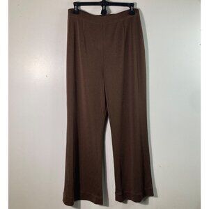 Womens Exclusively Misook Flare Leg Knit Pant Brown L‎ Acrylic Pull On